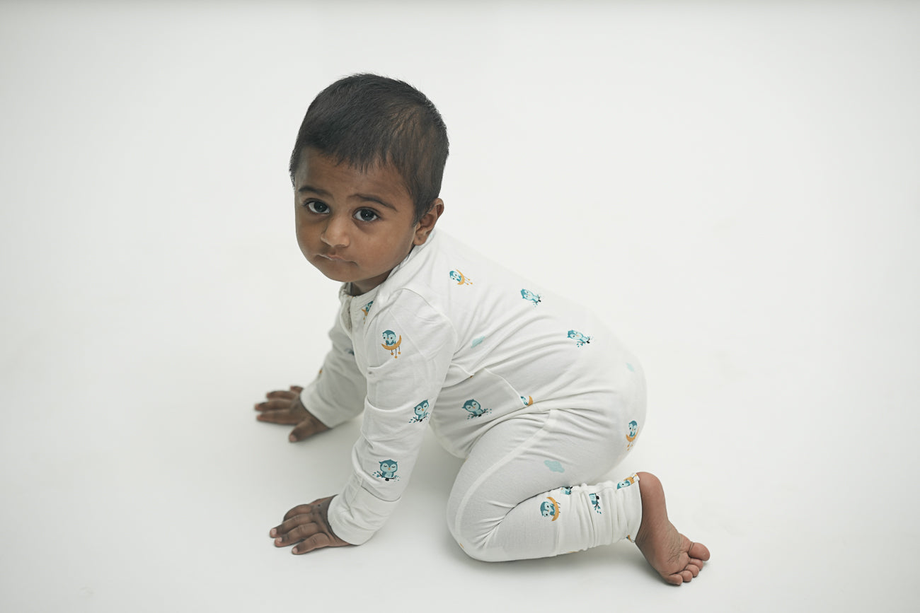 Starry Owl Bamboo Sleepsuit