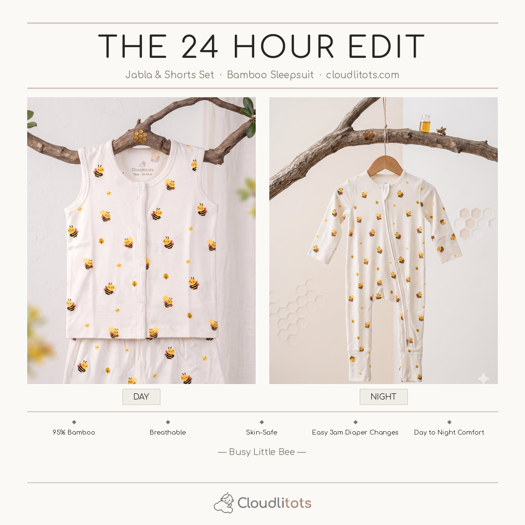 Busy Little Bee 24-Hour Bamboo Edit | Sleepsuit & Jabla Set