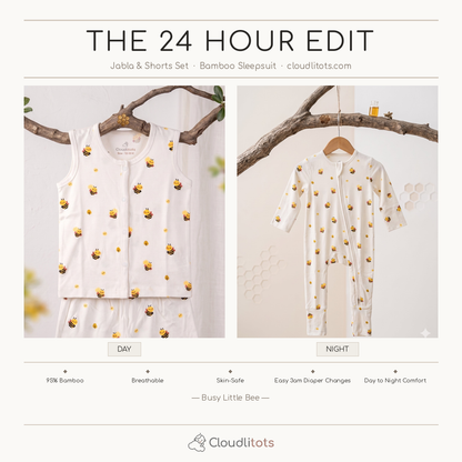Busy Little Bee 24-Hour Bamboo Edit | Sleepsuit & Jabla Set