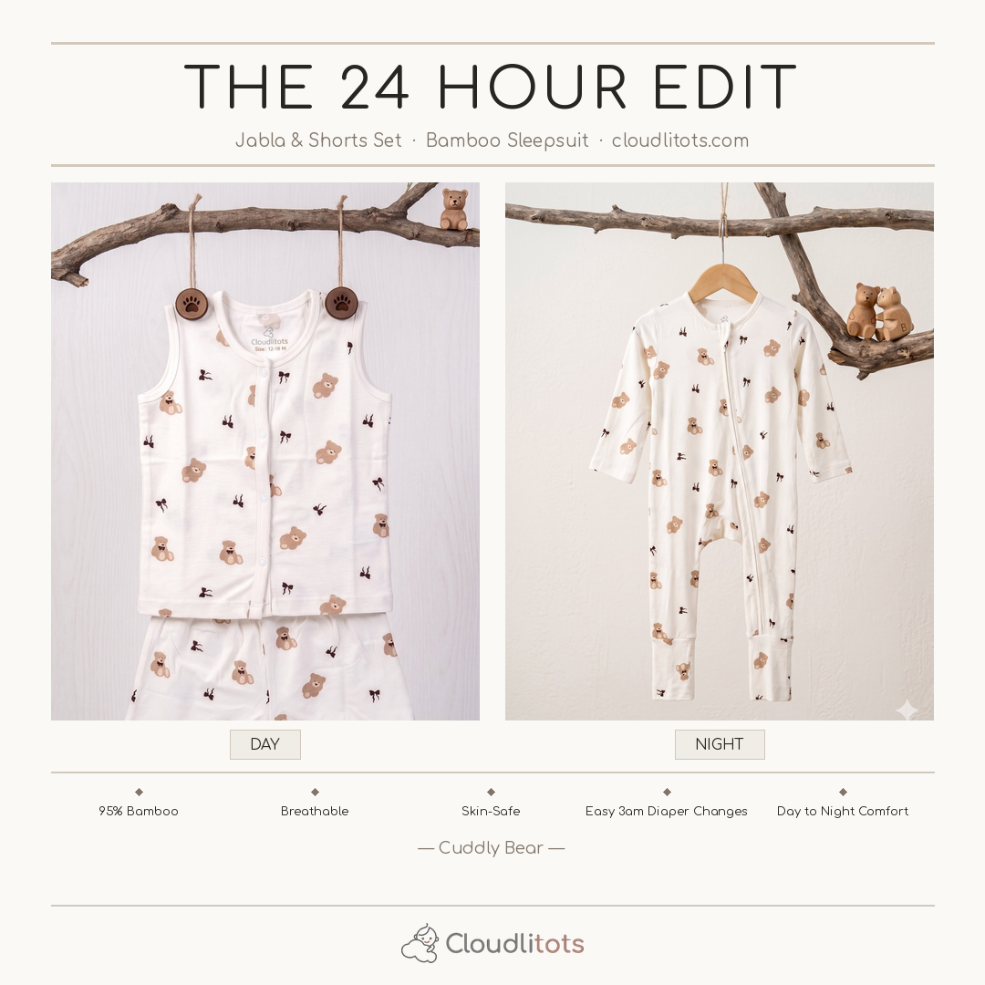 Cuddly Bear 24-Hour Bamboo Edit | Sleepsuit & Jabla Set