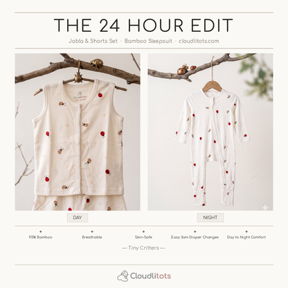 Tiny Critters 24-Hour Bamboo Edit | Sleepsuit & Jabla Set