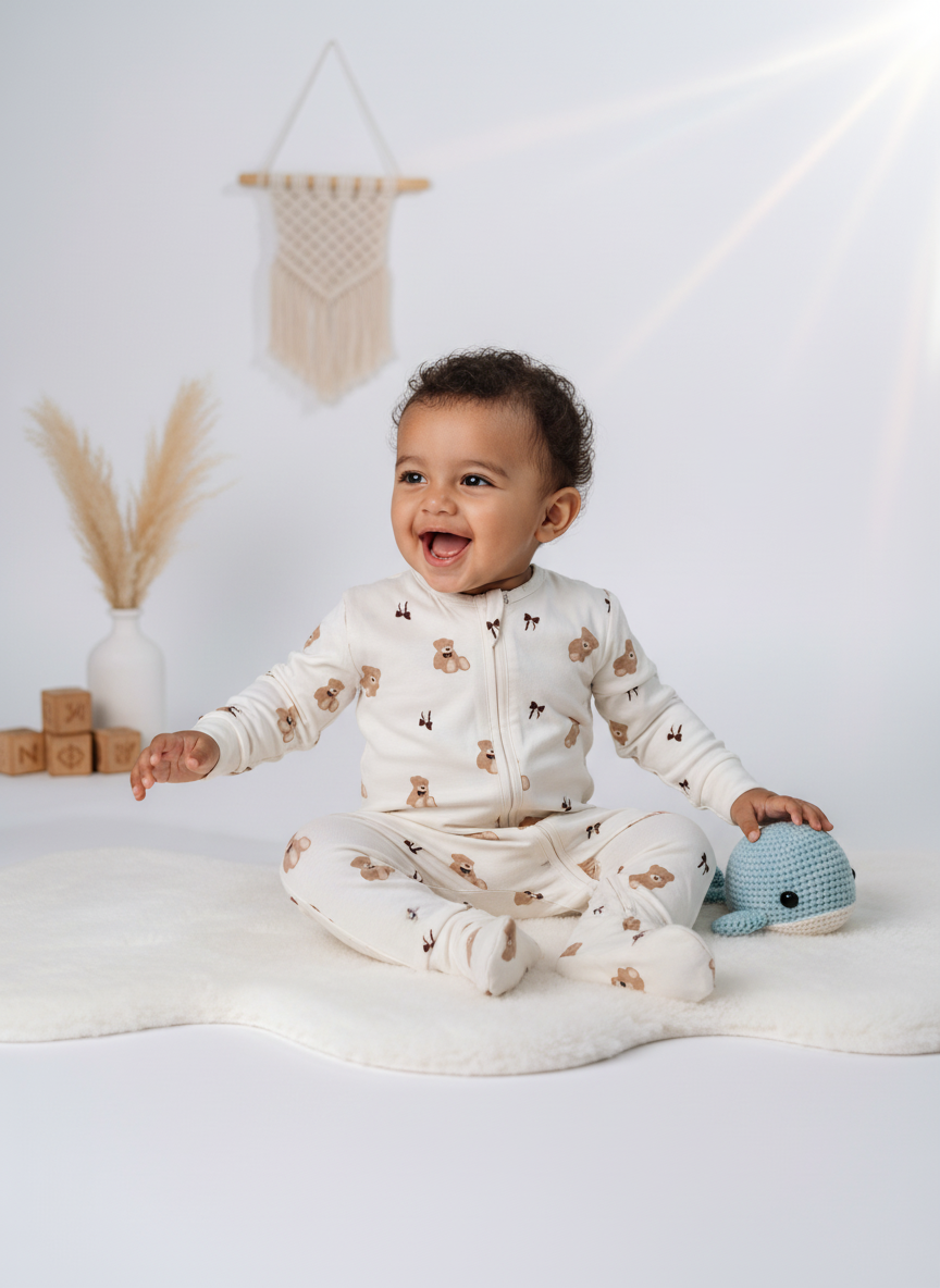 Cuddly Bear Bamboo Sleepsuit