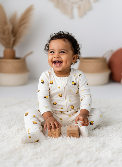 Busy Little Bee Bamboo Sleepsuit