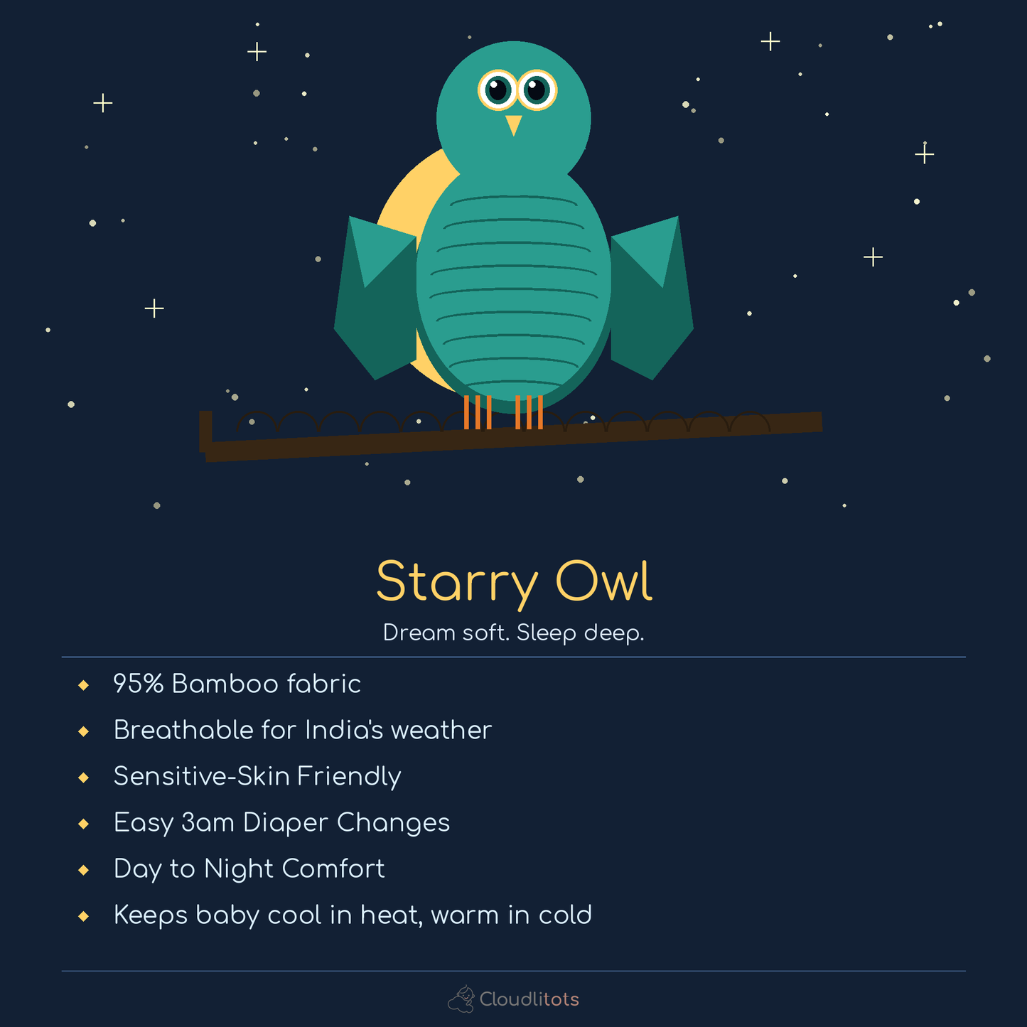 Starry Owl 24-Hour Bamboo Edit | Sleepsuit & Jabla Set