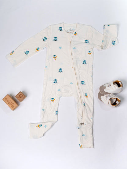 Starry Owl Bamboo Sleepsuit