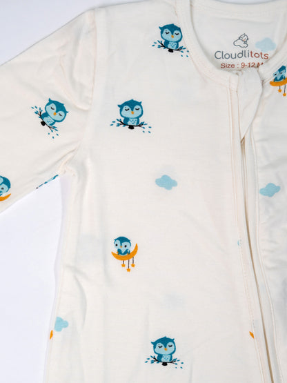 Starry Owl Bamboo Sleepsuit