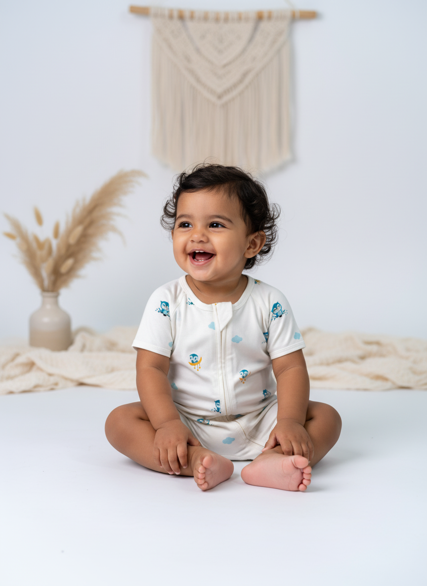 Starry Owl Bamboo Romper