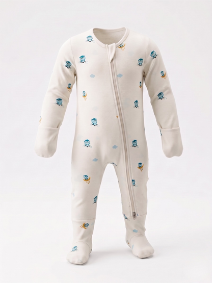 Starry Owl Bamboo Sleepsuit