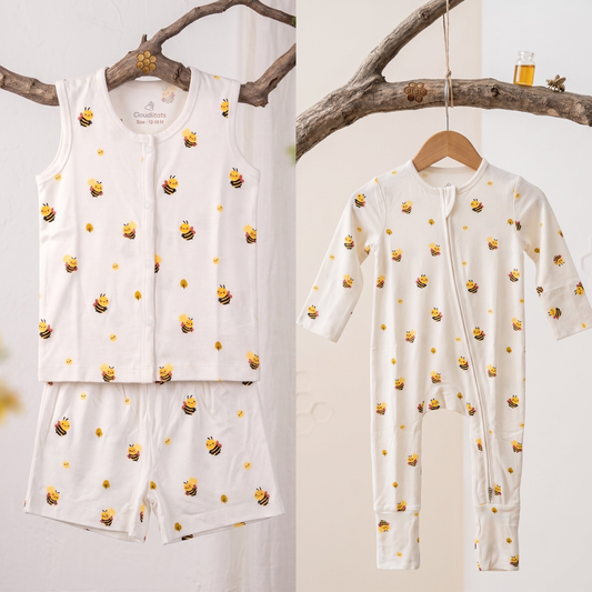 Busy Little Bee 24-Hour Bamboo Edit | Sleepsuit & Jabla Set