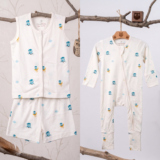 Starry Owl 24-Hour Bamboo Edit | Sleepsuit & Jabla Set