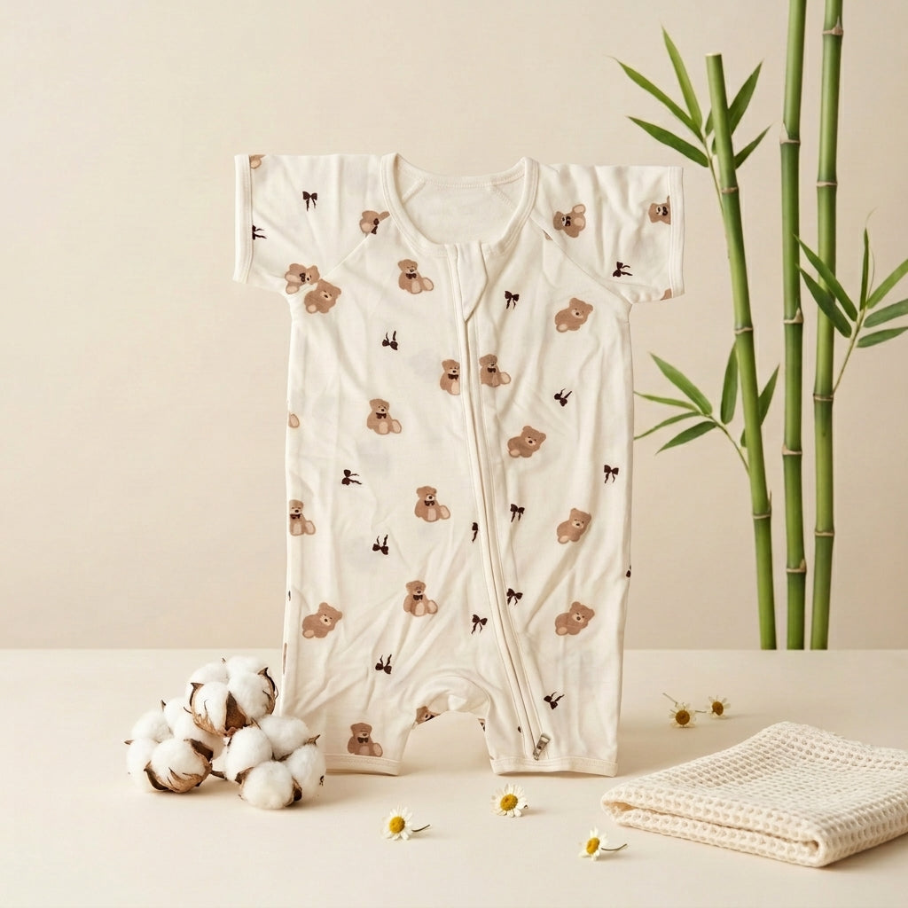 Cuddly Bear Bamboo Romper